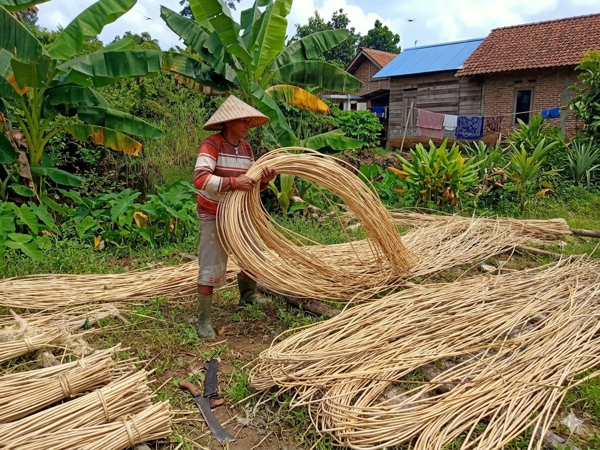 penjemuran rotan jawit