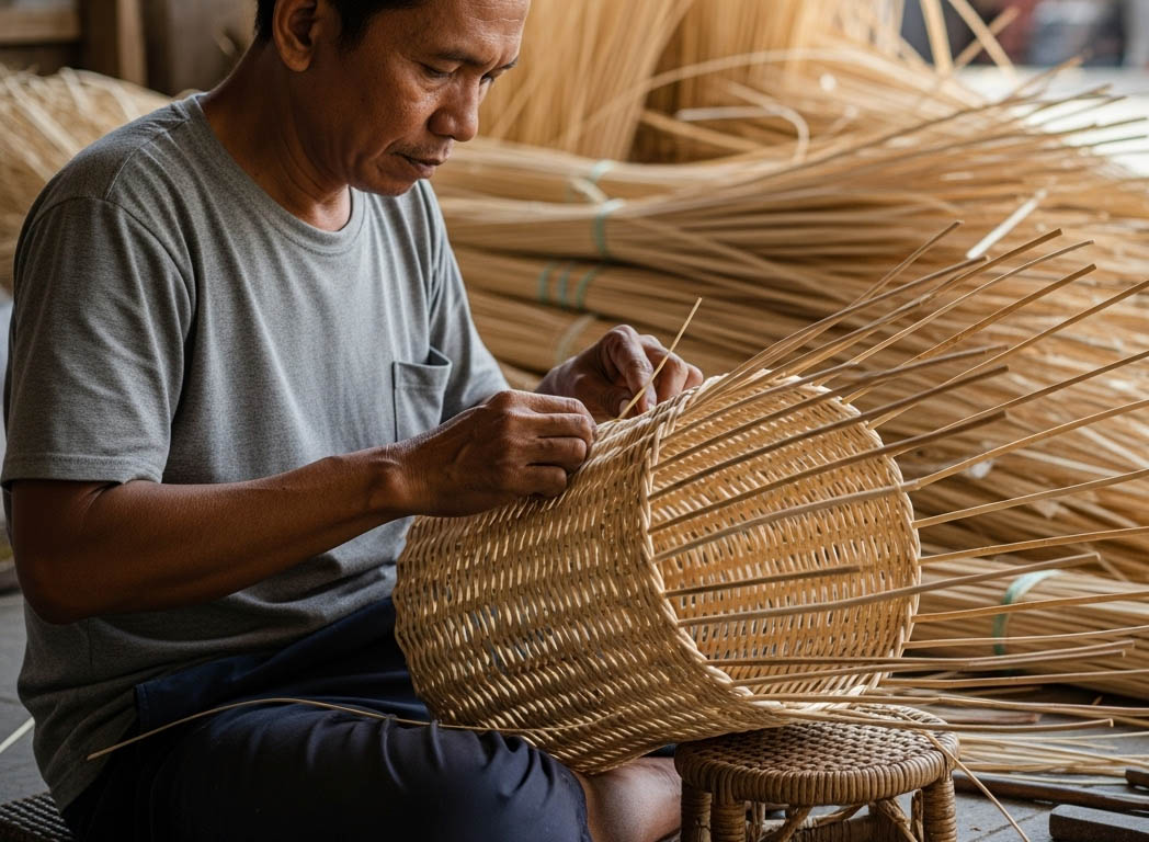 proses-menganyam-keranjang-rotan-natural